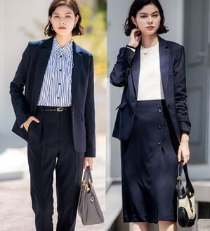 GeeRA（ジーラ）の「【ジャケット+2ボトム】洗えるストレッチ！ジャケット＆ブラウス＆パンツ＆スカートスーツセット（パンツスーツ）」｜詳細画像