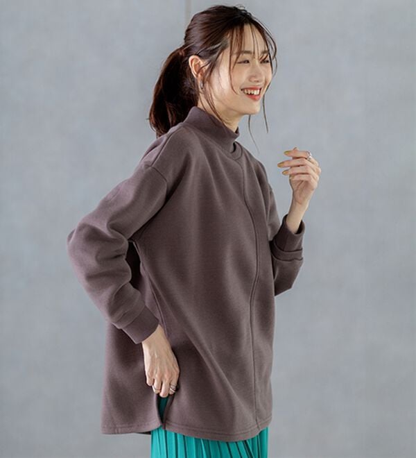 BELLUNA（ベルーナ）の「リブ使いがかわいい裏起毛トレーナー（チュニック）」｜詳細画像