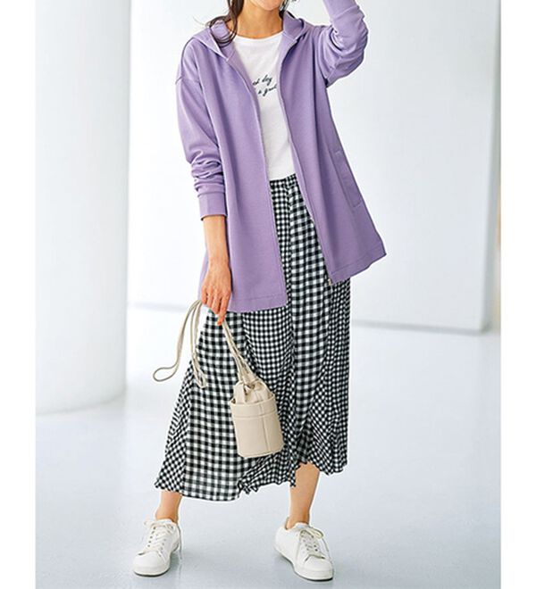 BELLUNA（ベルーナ）の「フードデザインとろみ素材ジップアップパーカー（パーカー）」｜詳細画像