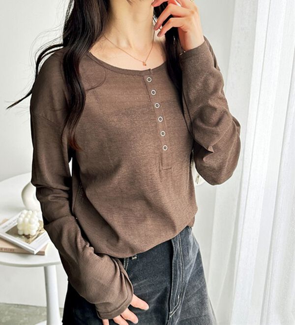 GeeRA（ジーラ）の「前後２ＷＡＹシアースラブヘンリーネックカットソー（カットソー）」｜詳細画像