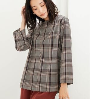 BELLUNA（ベルーナ）の「チェック柄フレアーシルエットブラウス（ブラウス）」｜詳細画像