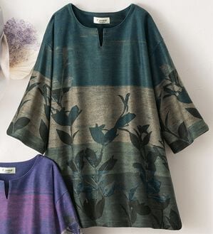 ルフラン（ルフラン）の「パネル柄プルオーバー＜彩紡ぎ（いろつむぎ）＞（カットソー）」｜ブルーグリーン系