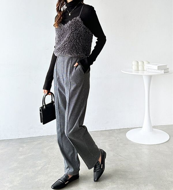 ウールライクピンタックストレートパンツ - ベルーナ【公式】