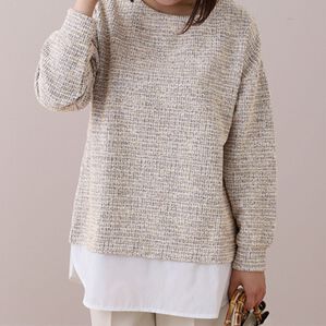 BELLUNA（ベルーナ）の「ツイード調素材重ね着風チュニック（チュニック）」｜パープル系