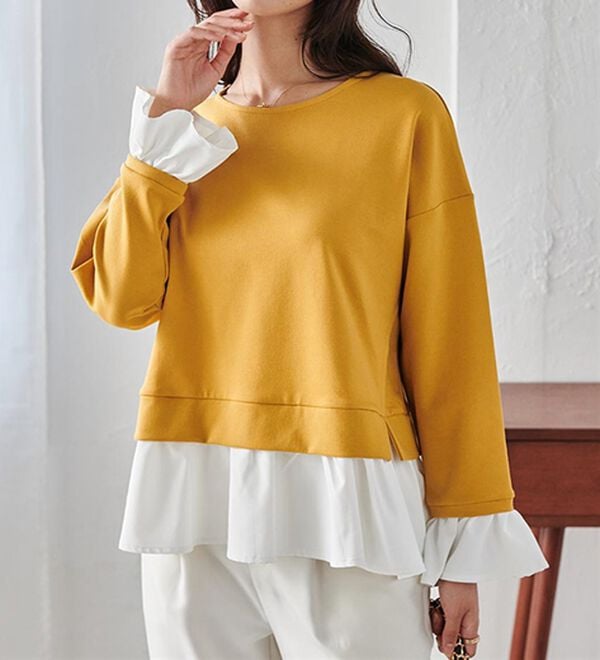 RANAN（ラナン）の「＜ＨＳ＞重ね着風配色フリルプルオーバー（カットソー）」｜詳細画像