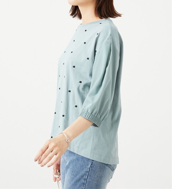 BELLUNA（ベルーナ）の「ドット刺しゅうデザイン袖切替プルオーバー（カットソー）」｜詳細画像