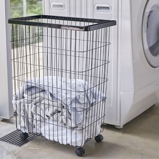 ランドリーラック️バスケット✨2段 収納 ブラック， 42*28*112CM ランドリーラック 2段 バスケット付き （ ランドリー ラック 縦型 スリム バスケット 収納 洗濯機ラック ブラック おしゃれ ランドリー収納  脱衣所 洗面所 衣類収納 木 洗濯機 伸縮 洗濯機収納 カゴ ） | リビングート　店