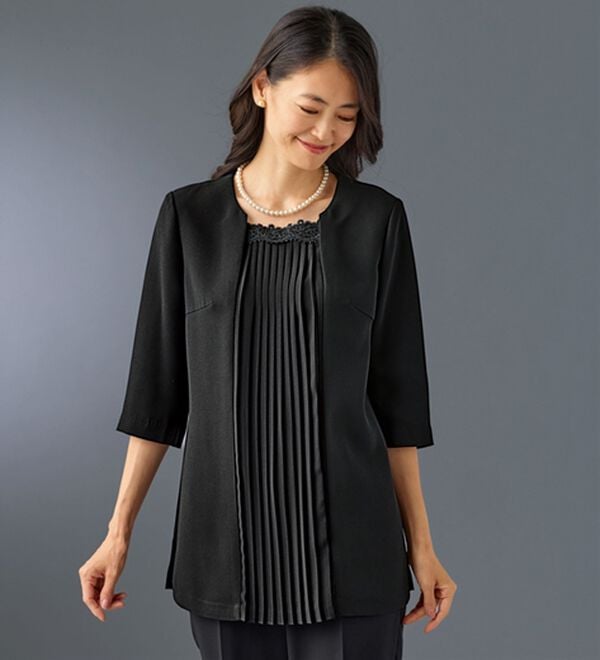 BELLUNA（ベルーナ）の「【３点セット】洗えるストレッチ素材！フォーマルパンツ３点セット（ブラックフォーマル（喪服・礼服））」｜詳細画像