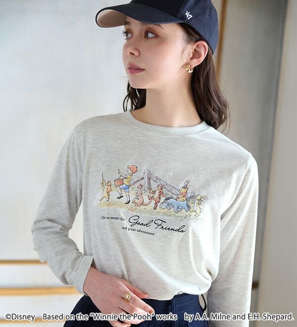 minä perhonen 鳥プリント 長袖Tシャツ Disney＞【プー】プリント長袖Tシャツ - ベルーナ【公式】