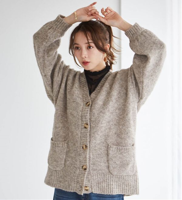 美品　ラクーンニット　カーディガン　オーバーカーディガン Noble（ノーブル）の「ラクーンニットオーバーカーディガン