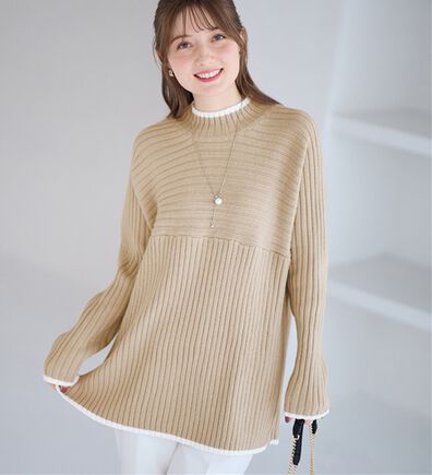 alotta（アロッタ）の「パチパチしにくい！洗えるリブ切替配色ニットプルオーバー（ニット・セーター）」