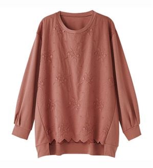 BELLUNA（ベルーナ）の「モチーフレース使い袖タックデザインプルオーバー（カットソー）」｜ピンク