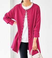 BELLUNA（ベルーナ）の「ポンチ素材ロング丈カーディガン（ニットカーディガン）」