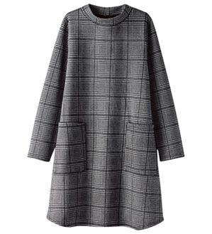 BELLUNA（ベルーナ）の「裏ベロアポケット使いハイネックチュニック（チュニック）」｜グレンチェック