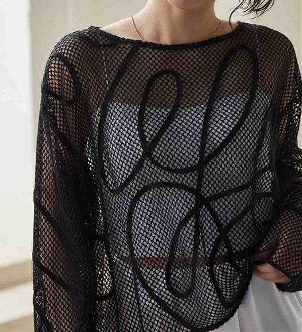 RANAN（ラナン）の「コード刺繍シアーメッシュTシャツ（カットソー）」｜詳細画像