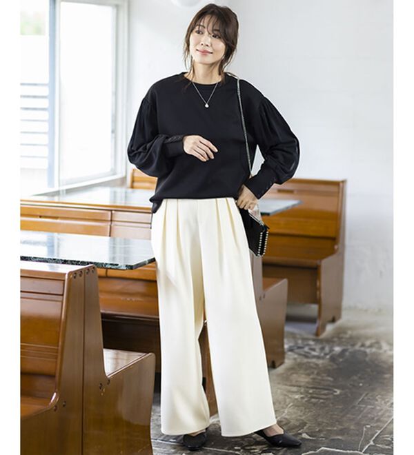 BELLUNA（ベルーナ）の「袖チュールデザインプルオーバー（カットソー）」｜詳細画像