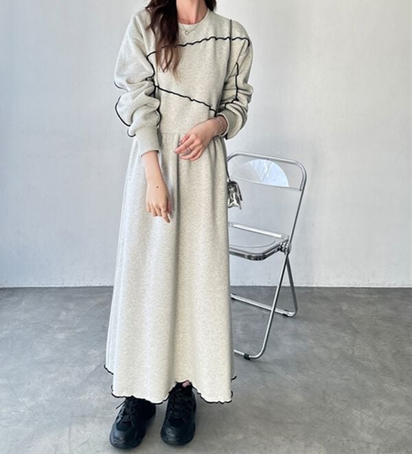 GeeRA（ジーラ）の「配色メロー裏起毛スウェットワンピース（カットソーワンピース）」｜詳細画像