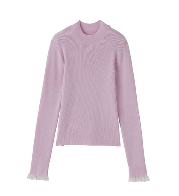 RANAN（ラナン）の「【春色追加】シアーフリル袖ハイネックリブニット（ニット・セーター）」｜詳細画像