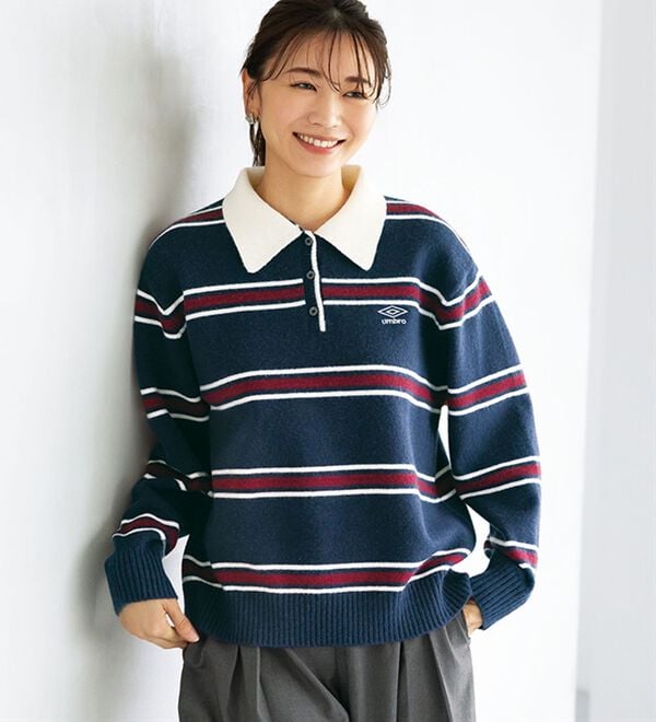 BELLUNA（ベルーナ）の「【ＵＭＢＲＯ】ボーダーポロニット（ニット・セーター）」｜詳細画像