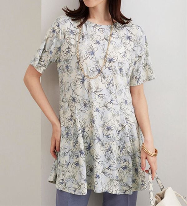 BELLUNA（ベルーナ）の「【接触冷感】フレアーシルエットプリントチュニック（チュニック）」｜詳細画像