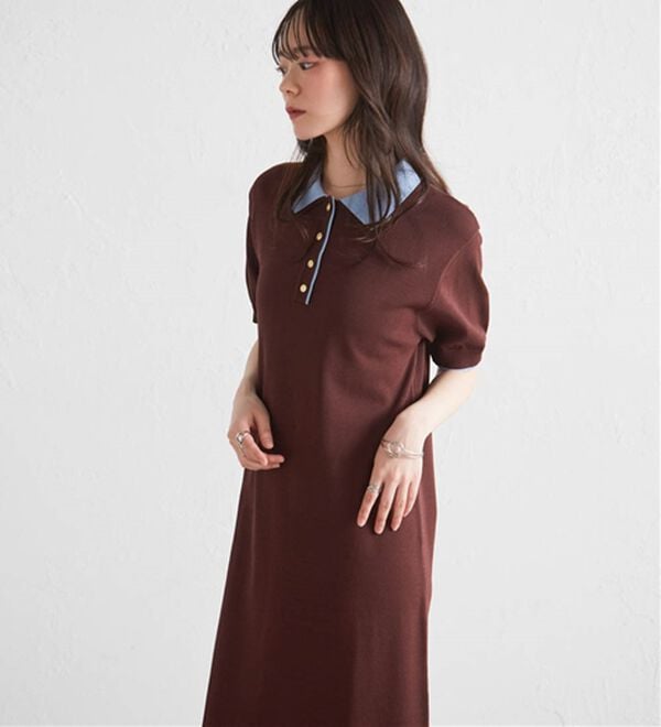 RANAN（ラナン）の「ダブルカラーポロニットワンピース（その他ワンピース）」｜詳細画像