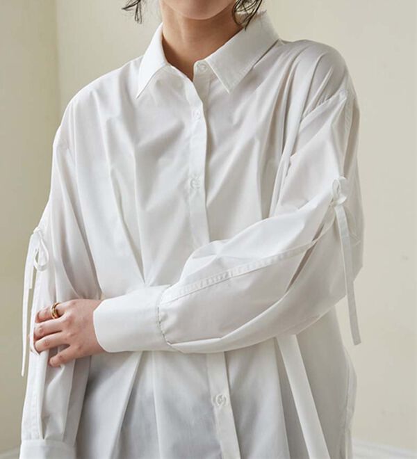 RANAN（ラナン）の「ウエストタック袖リボンシャツ（シャツ）」｜詳細画像