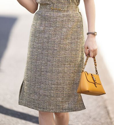 RANAN（ラナン）の「カットツイードナロースカート（ひざ丈スカート）」