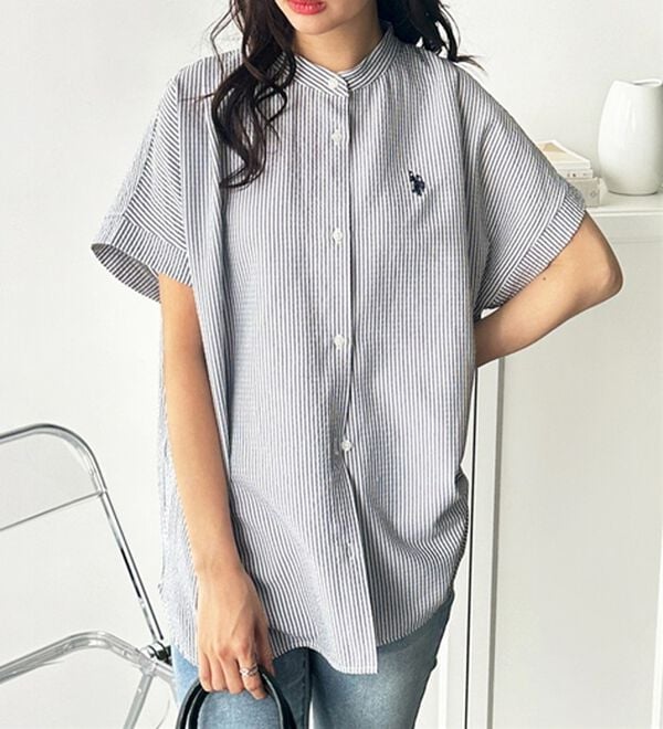 GeeRA（ジーラ）の「【ＵＳ．ＰＯＬＯ．ＡＳＳＮ】ポコポコ素材フレンチスリーブシャツ（シャツ）」｜詳細画像