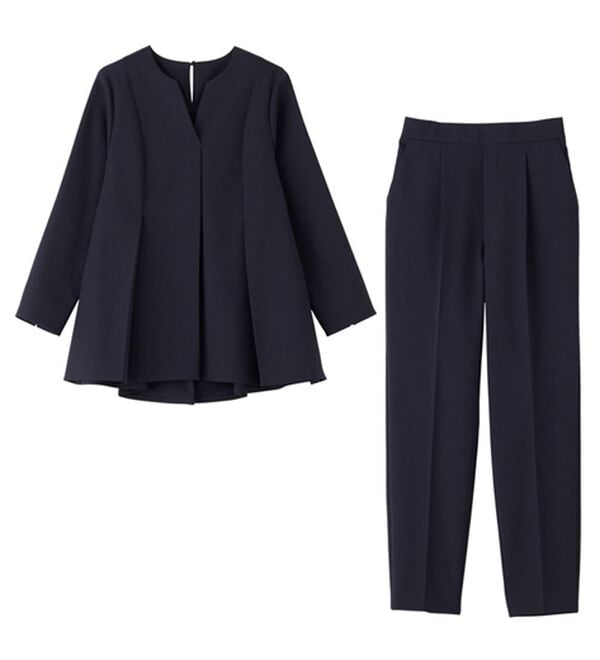 GeeRA（ジーラ）の「【2点セット】タックフレアーブラウスセットアップ（パンツスーツ）」｜詳細画像