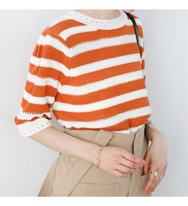 GeeRA（ジーラ）の「透かし編ボーダーサマーニット（ニット・セーター）」｜詳細画像