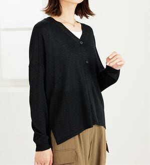 BELLUNA（ベルーナ）の「ボタン使いラメ入りカーディガン（ニットカーディガン）」｜黒