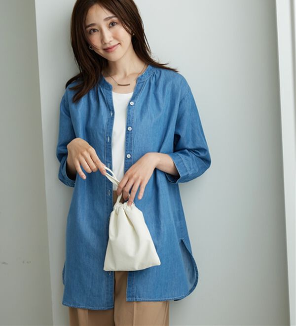 BELLUNA（ベルーナ）の「やわらかデニム素材シャツチュニック（チュニック）」｜詳細画像