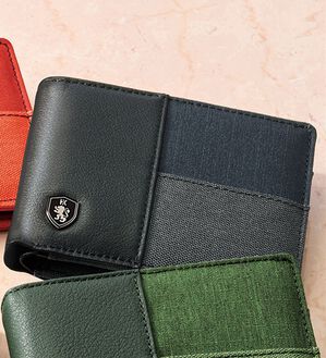 「＜ハートオブライオン＞レザーコンビ折り財布（メンズ財布・パスケース）」｜ブラック