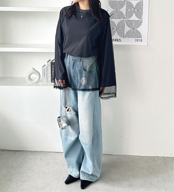 GeeRA（ジーラ）の「チュールレイヤードロンＴ（Tシャツ）」｜詳細画像