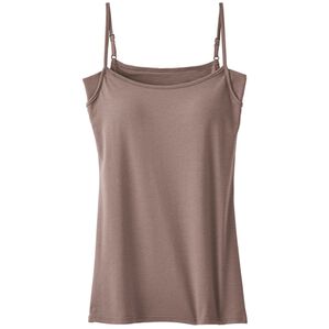 YU'NOW（ユナウ）の「ベーシック汗取りインナー　カップ付キャミソール（肌着・インナーウェア）」｜ブラウン