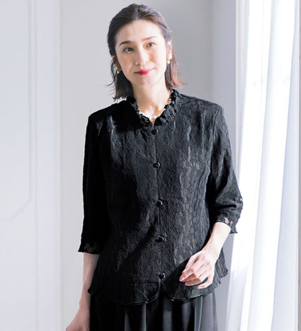 ルフラン（ルフラン）の「フォーマルレースブラウス（ブラックフォーマル（喪服・礼服））」｜黒