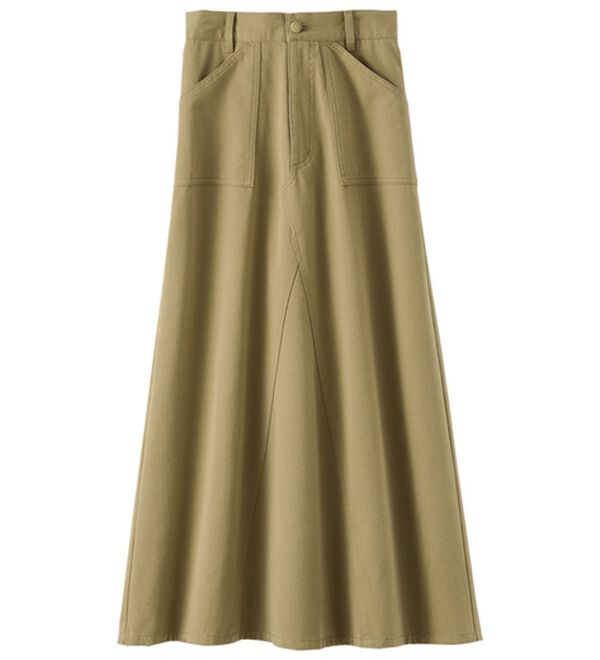 BELLUNA（ベルーナ）の「＜＆ｃｏｃｏｃｈｉ＞綿混チノ素材フレアスカート（ロングスカート）」｜詳細画像