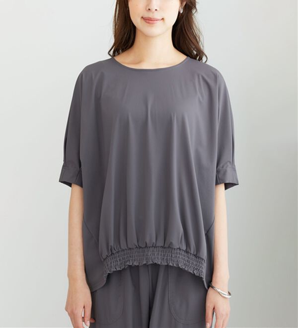 BELLUNA（ベルーナ）の「ヒンヤリ爽快！裾ギャザープルオーバー（カットソー）」｜詳細画像