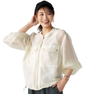 BELLUNA（ベルーナ）の「ゴールドジップシアーブルゾン（パーカー）」｜ホワイト