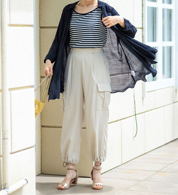 BELLUNA（ベルーナ）の「スラブ素材ドレープシャツチュニック（チュニック）」｜詳細画像