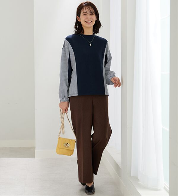 BELLUNA（ベルーナ）の「ストライプ切替デザインプルオーバー（カットソー）」｜詳細画像