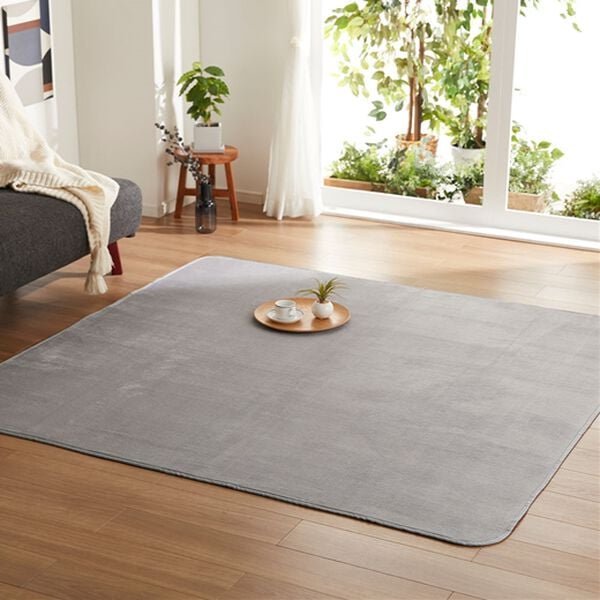 iellio（イエリオ）の「ふっくらはっ水洗えるフランネルラグ（カーペット）」｜グレージュ