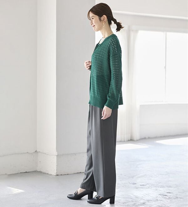 BELLUNA（ベルーナ）の「お腹スッキリ！ダブルインタックワイドパンツ（フルレングスパンツ）」｜詳細画像