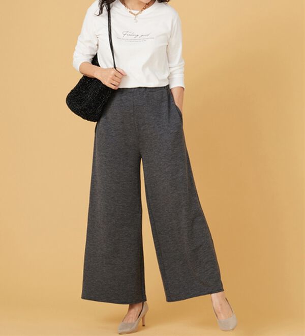 BELLUNA（ベルーナ）の「ウエスト楽々！キレイ見えワイドパンツ（ワイドパンツ・ガウチョ）」｜詳細画像