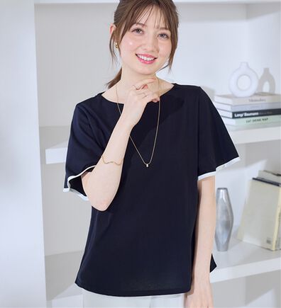 alotta（アロッタ）の「配色フレアスリーブトップス（カットソー）」