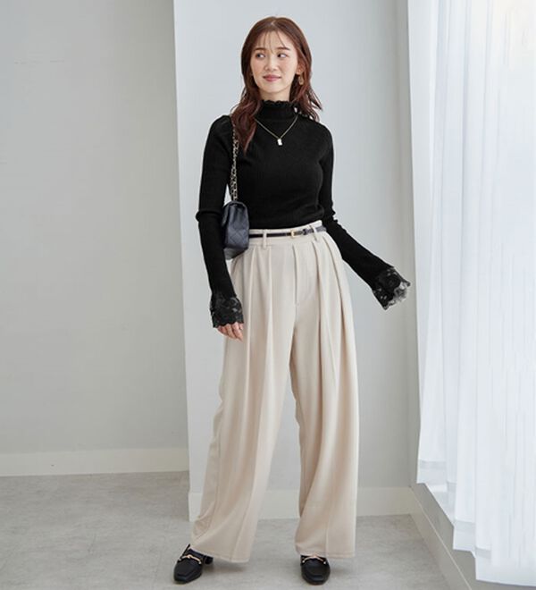 GeeRA（ジーラ）の「大人可愛い！レースが上品なハイネックニット（ニット・セーター）」｜詳細画像