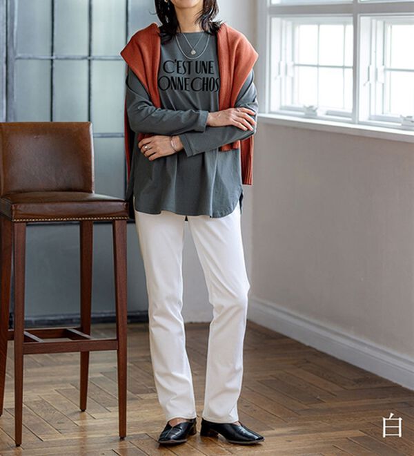 BELLUNA（ベルーナ）の「【選べる裏側】ぐん伸びニットデニムパンツ（フルレングスパンツ）」｜詳細画像