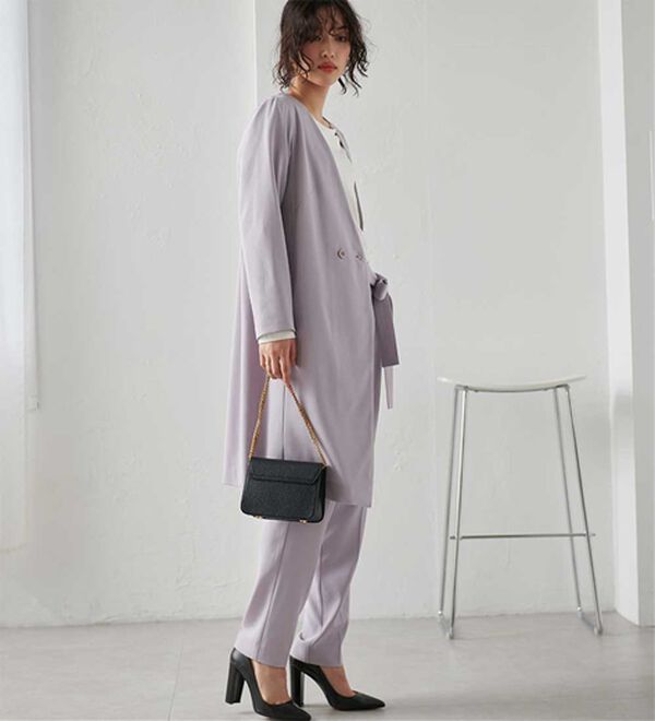 RANAN（ラナン）の「【２点セット】防シワ！洗える！ロングジャケットセットアップ（パンツスーツ）」｜詳細画像