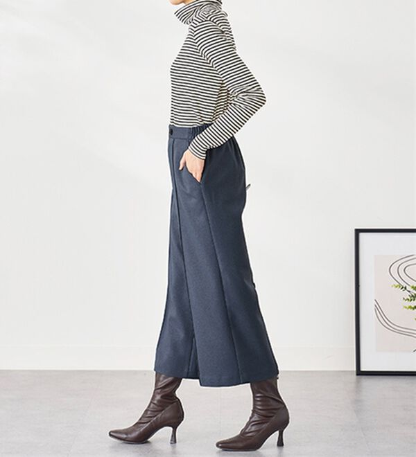 BELLUNA（ベルーナ）の「ウーリッシュ素材ウエスト釦ワイドパンツ（ワイドパンツ・ガウチョ）」｜詳細画像