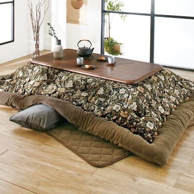 「【早割】ゴブラン織こたつ布団３点セット・継ぎ脚付リビングこたつ４点セット（こたつテーブル）」